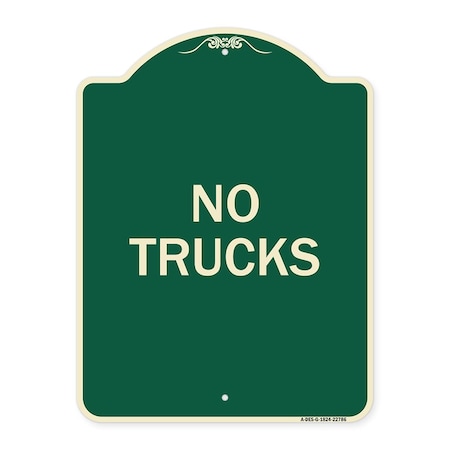 Signmission Designer Series Truck No Trucks, Green & Tan Heavy-Gauge Aluminum Sign, 24" x 18", G-1824-22786 A-DES-G-1824-22786